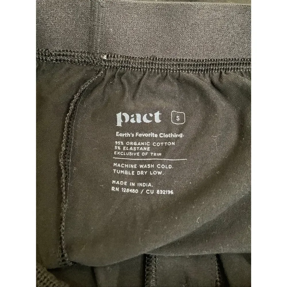 Pact Men's Small Black 3-Pack Organic Everyday Knit Boxer Shorts B1-13